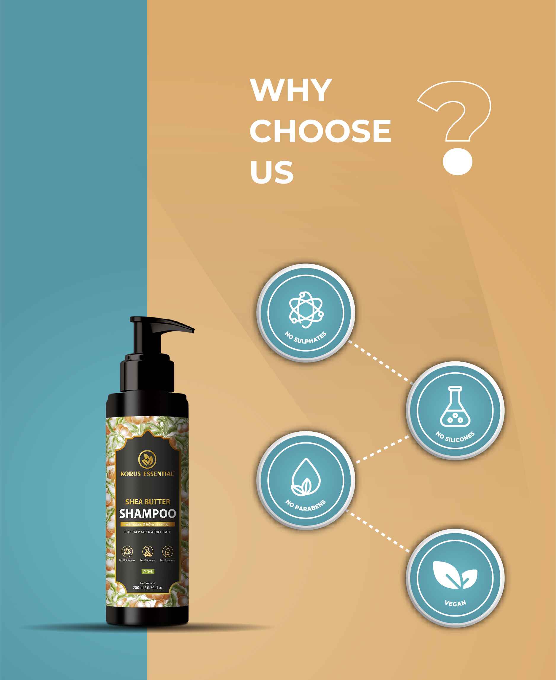 Korus Essential Shea Butter Shampoo with Onion & Hibiscus Extract for Damaged and Dry Hair - HNW GLOBAL