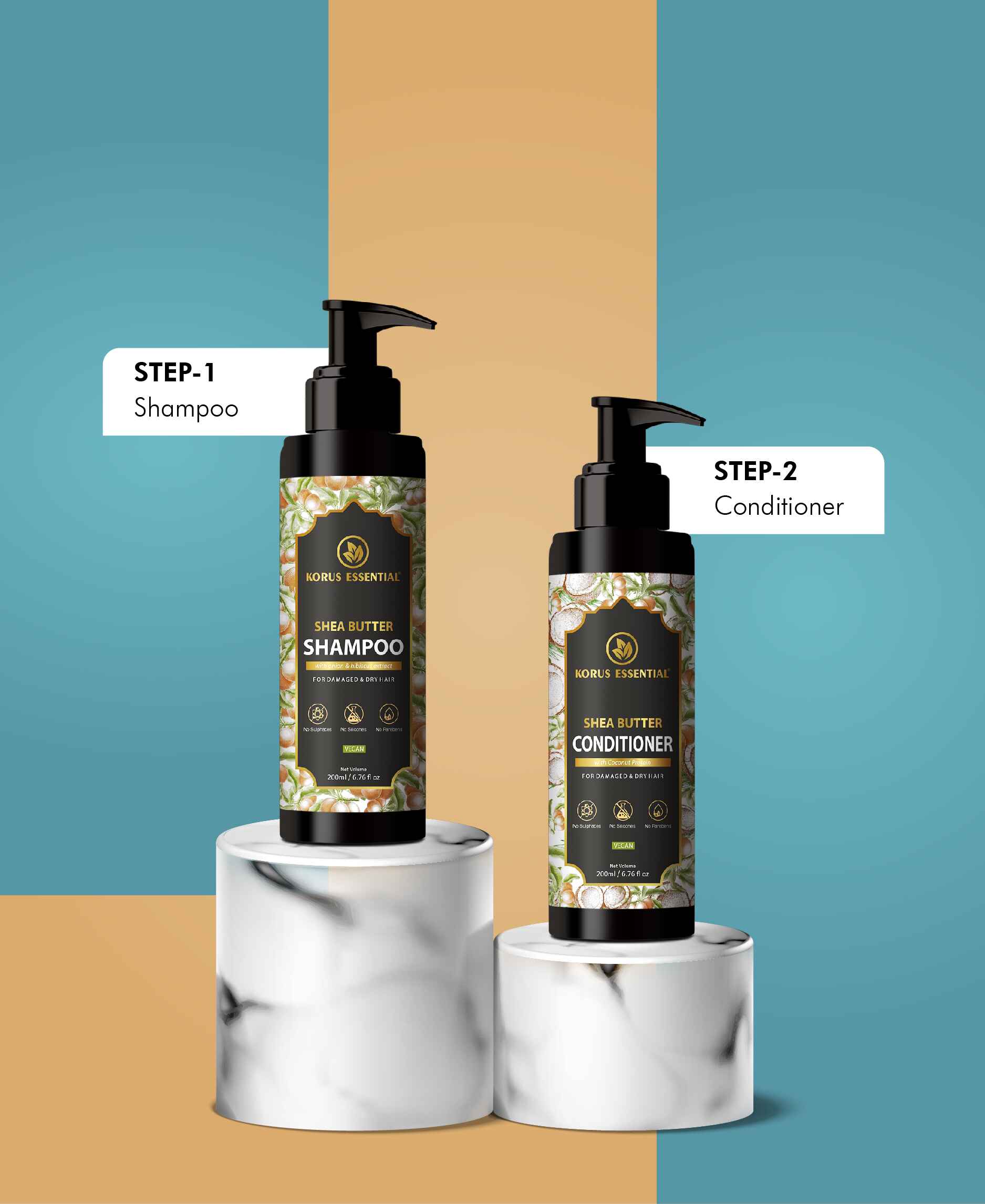 Korus Essential Shea Butter Shampoo with Onion & Hibiscus Extract for Damaged and Dry Hair - HNW GLOBAL