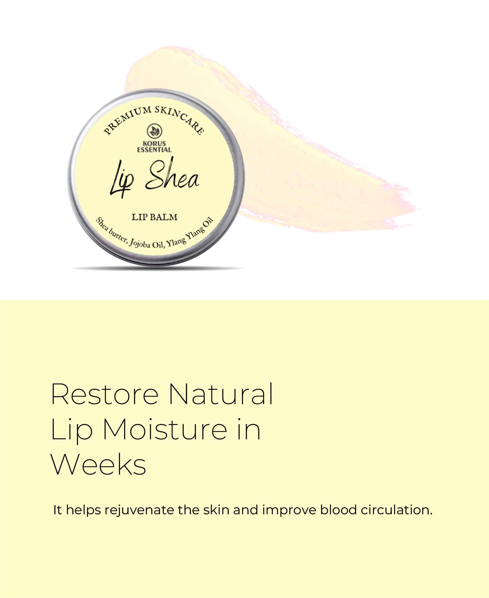 Korus Essential Lip Shea Lip Balm, 8gm- Enriched with the goodness of Jojoba Oil By Korus Essential - HNW GLOBAL