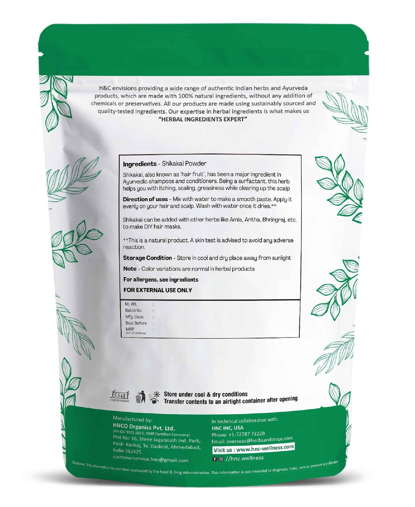H&C Natural Shikakai Powder - 100gm - HNW GLOBAL