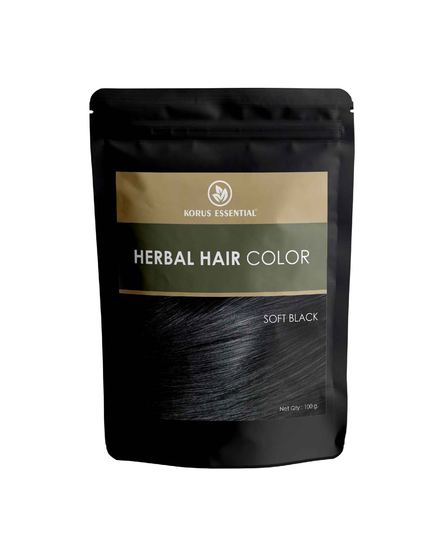 Korus Essential Herbal Hair Color (Soft Black) - 100g | with Henna, Amla, Aritha, etc. - HNW GLOBAL