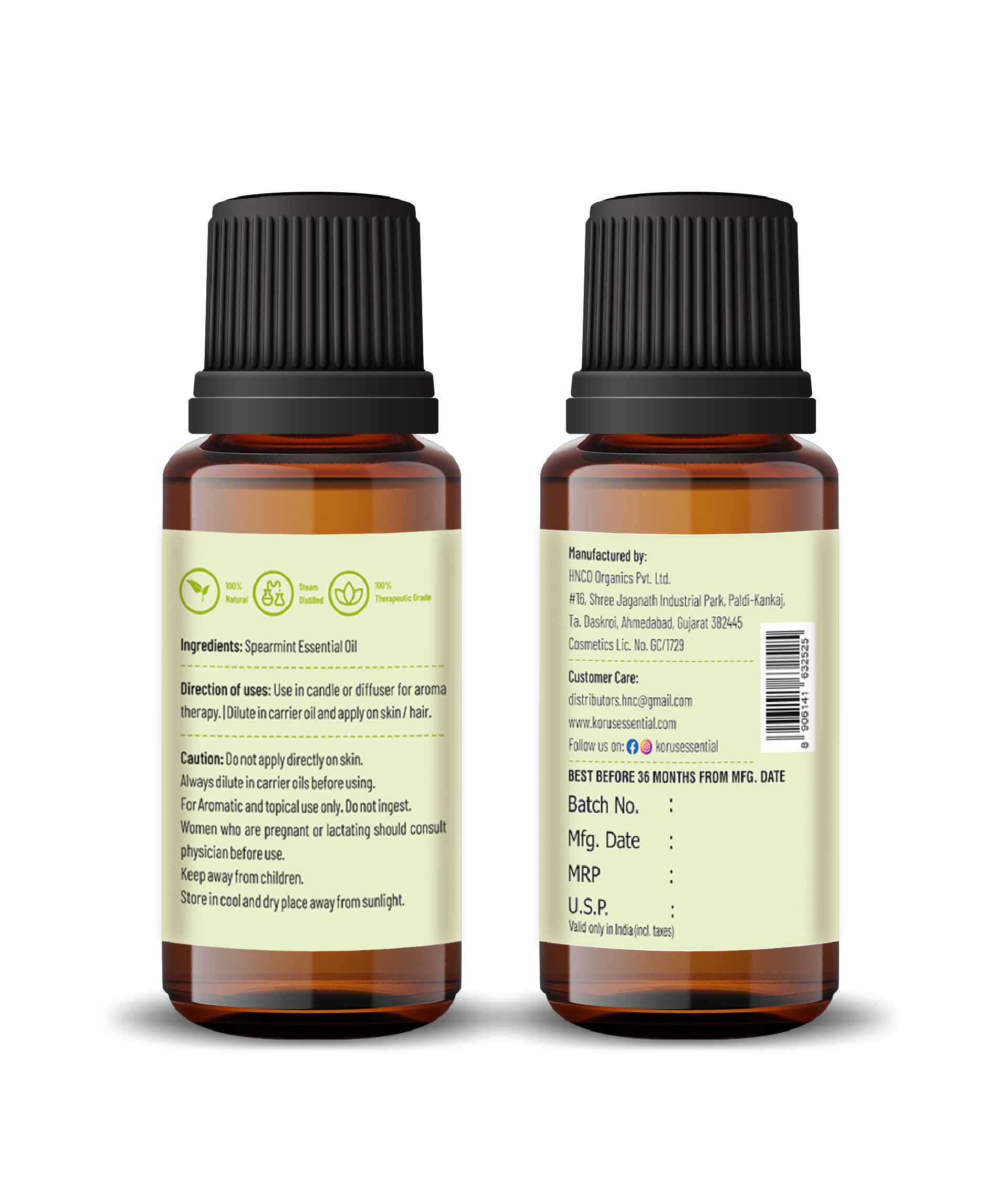 Korus Essential Spearmint Essential Oil - 15ml - HNW GLOBAL