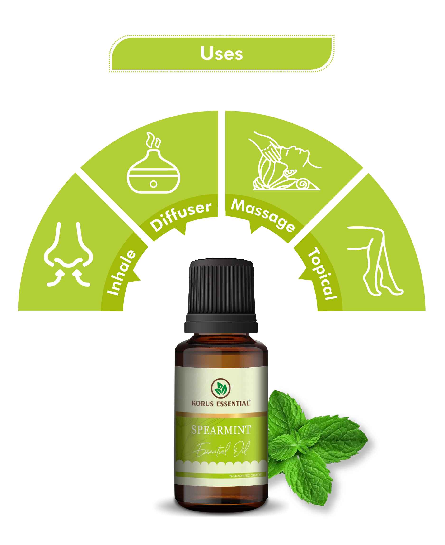 Korus Essential Spearmint Essential Oil - 15ml - HNW GLOBAL