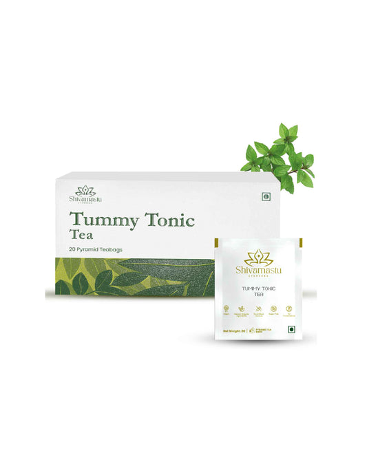 Shivamastu Tummy Tonic Herbal Tea - 20 Pyramid Teabags - By Shivamastu Ayurveda - HNW GLOBAL