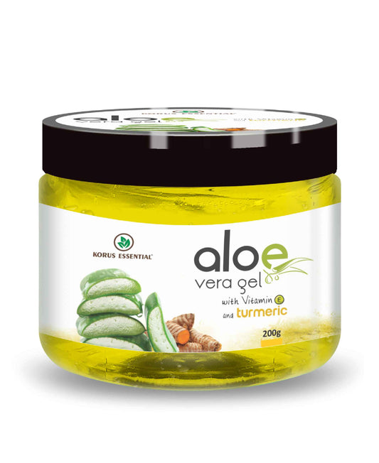 Korus Essential Aloe Vera Gel with Turmeric and Vitamin E - 200g Pack