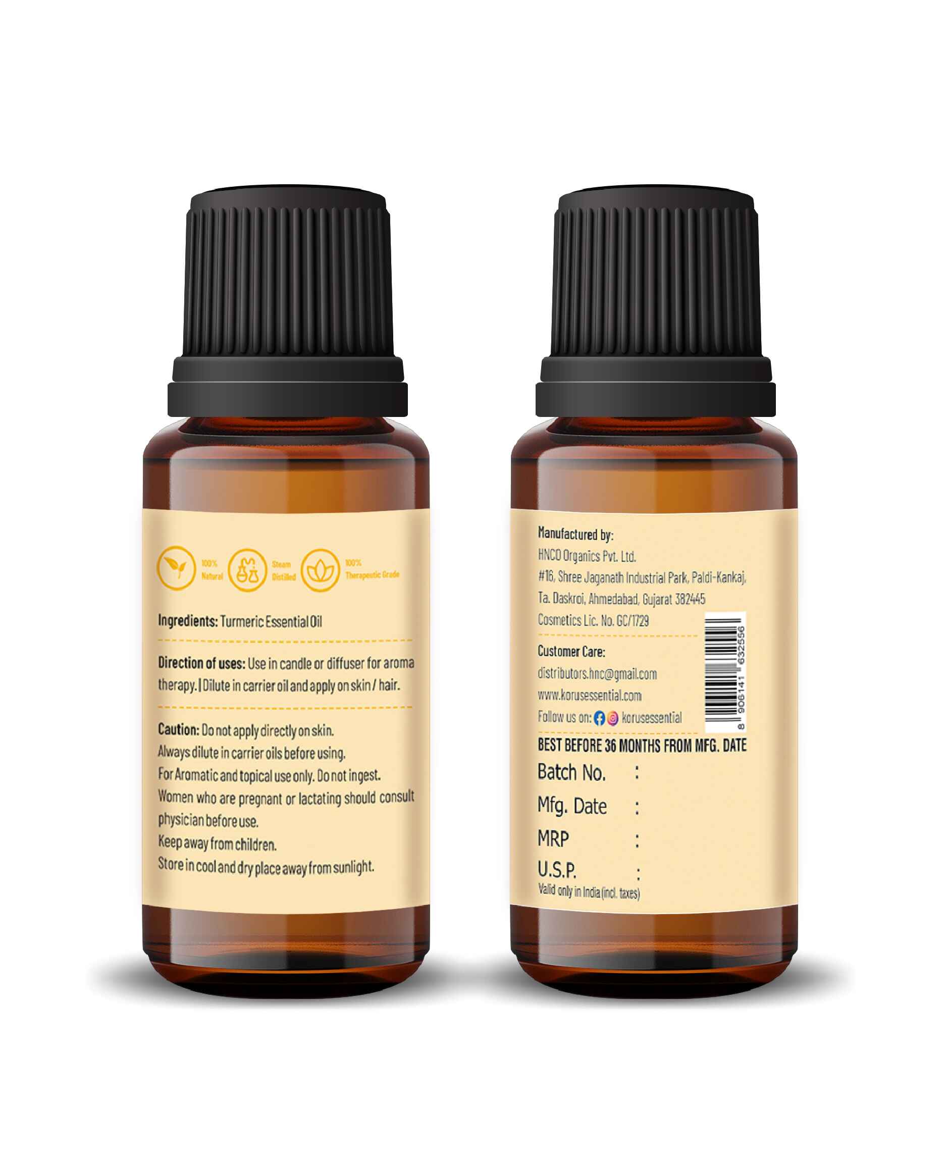 Korus Essential Turmeric Essential Oil - 15ml - HNW GLOBAL