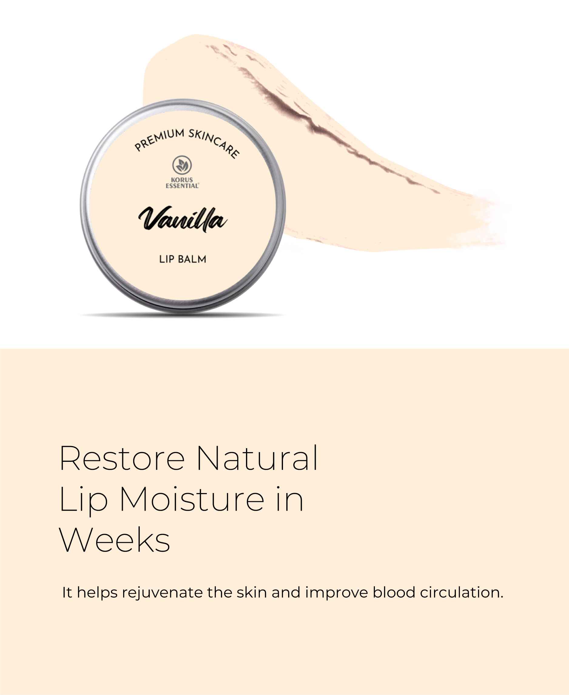 Korus Essential Vanilla Lip Balm with Shea Butter  - 8 Grams - HNW GLOBAL