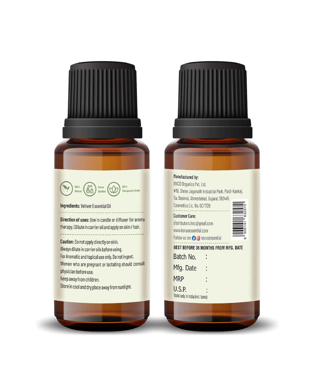 Korus Essential Vetiver Essential Oil - 15ml - HNW GLOBAL