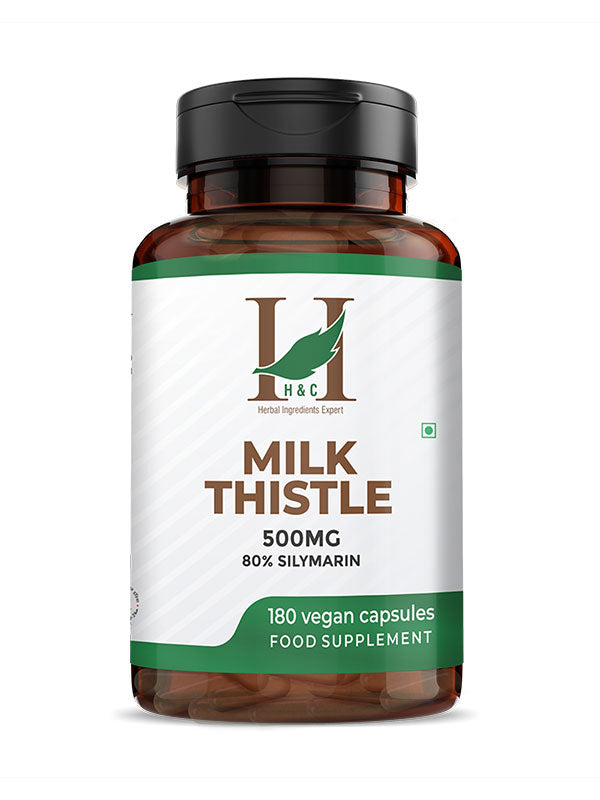 H&C Milk Thistle 500mg High Strength with 80% Silymarin (500mg per Capsule) | 180 Veg. Capsules